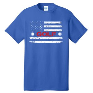 American Flag Retro Golf Mom Dad Brother Cool Gift Tall T-Shirt