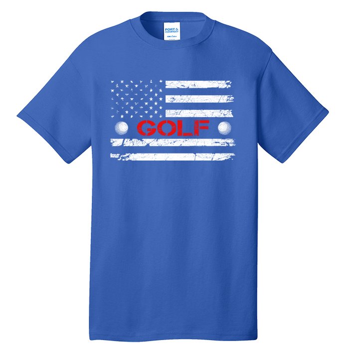 American Flag Retro Golf Mom Dad Brother Cool Gift Tall T-Shirt