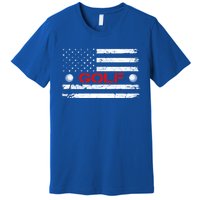 American Flag Retro Golf Mom Dad Brother Cool Gift Premium T-Shirt