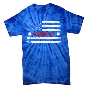 American Flag Retro Golf Mom Dad Brother Cool Gift Tie-Dye T-Shirt