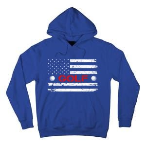 American Flag Retro Golf Mom Dad Brother Cool Gift Tall Hoodie