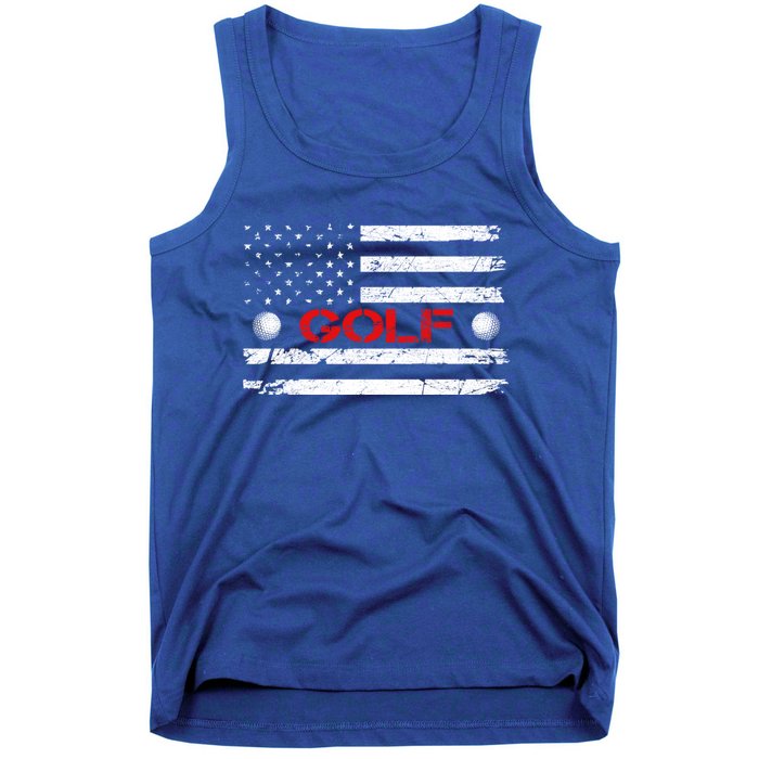 American Flag Retro Golf Mom Dad Brother Cool Gift Tank Top