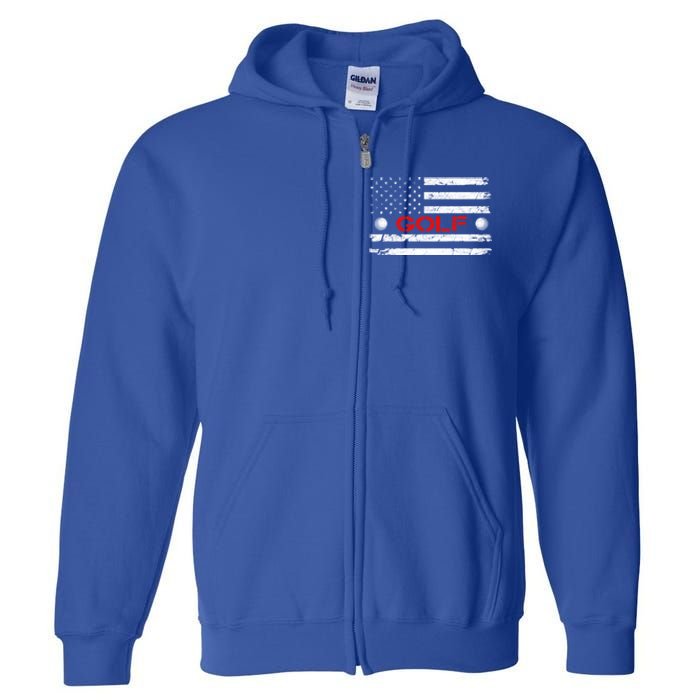 American Flag Retro Golf Mom Dad Brother Cool Gift Full Zip Hoodie