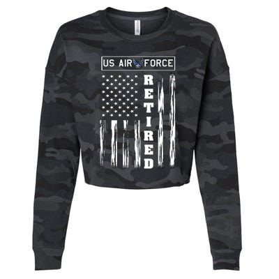 AIR FORCE Retired - Distressed American Flag Tee Cropped Pullover Crew