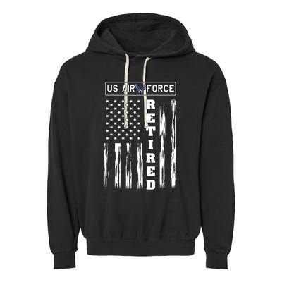 AIR FORCE Retired - Distressed American Flag Tee Garment-Dyed Fleece Hoodie