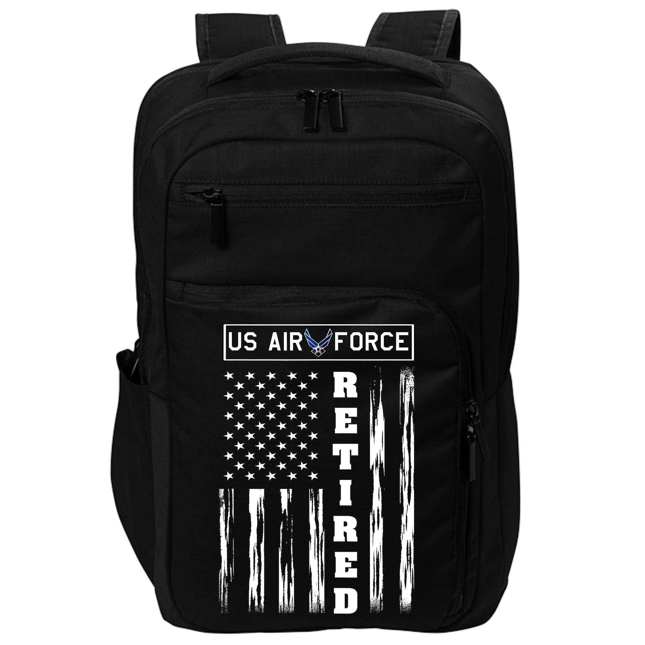 AIR FORCE Retired - Distressed American Flag Tee Impact Tech Backpack