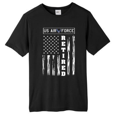 AIR FORCE Retired - Distressed American Flag Tee Tall Fusion ChromaSoft Performance T-Shirt