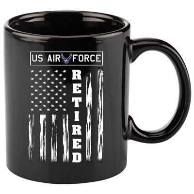 AIR FORCE Retired - Distressed American Flag Tee 11oz C Handle Ceramic Mug