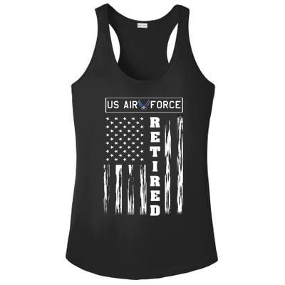 AIR FORCE Retired - Distressed American Flag Tee Ladies PosiCharge Competitor Racerback Tank