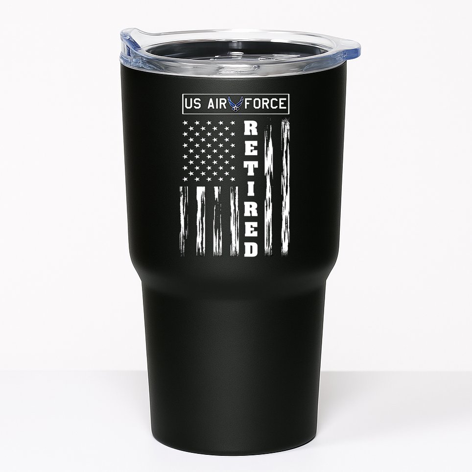 AIR FORCE Retired - Distressed American Flag Tee Tumbler