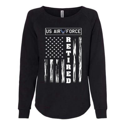 AIR FORCE Retired - Distressed American Flag Tee Womens California Wash Sweatshirt