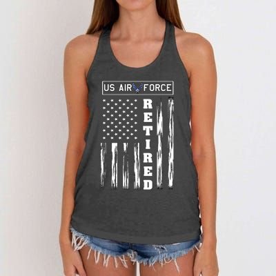 AIR FORCE Retired - Distressed American Flag Tee Women's Knotted Racerback Tank