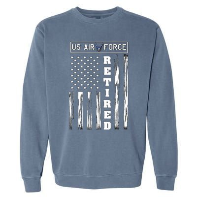 AIR FORCE Retired - Distressed American Flag Tee Garment-Dyed Sweatshirt