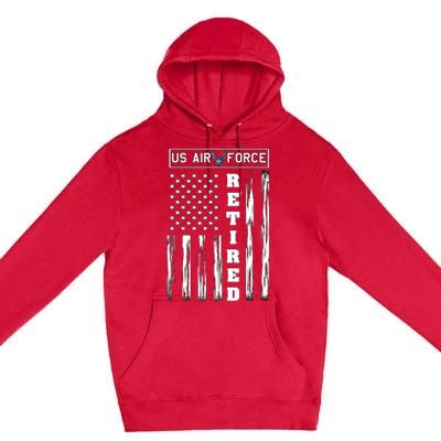 AIR FORCE Retired - Distressed American Flag Tee Premium Pullover Hoodie