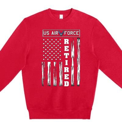 AIR FORCE Retired - Distressed American Flag Tee Premium Crewneck Sweatshirt