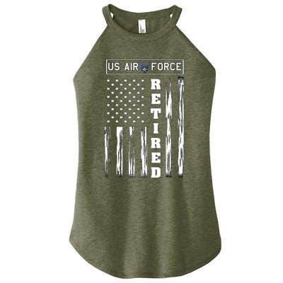 AIR FORCE Retired - Distressed American Flag Tee Women's Perfect Tri Rocker Tank