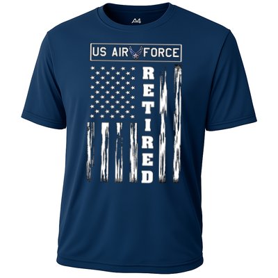 AIR FORCE Retired - Distressed American Flag Tee Cooling Performance Crew T-Shirt
