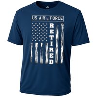 AIR FORCE Retired - Distressed American Flag Tee Cooling Performance Crew T-Shirt