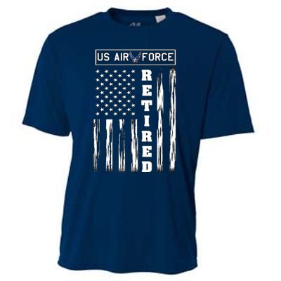 AIR FORCE Retired - Distressed American Flag Tee Cooling Performance Crew T-Shirt