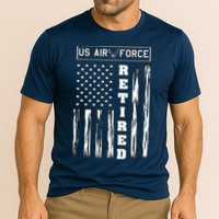 AIR FORCE Retired - Distressed American Flag Tee Cooling Performance Crew T-Shirt