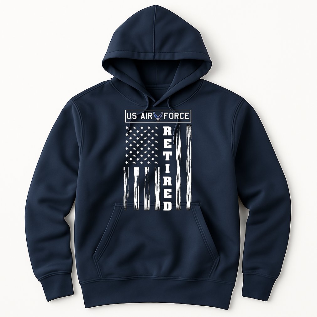AIR FORCE Retired - Distressed American Flag Tee Hoodie