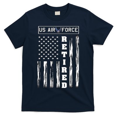 AIR FORCE Retired - Distressed American Flag Tee T-Shirt