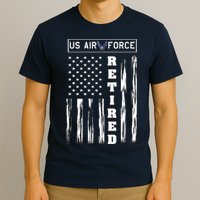 AIR FORCE Retired - Distressed American Flag Tee T-Shirt