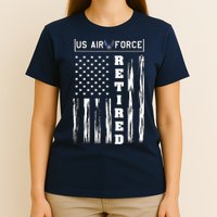 AIR FORCE Retired - Distressed American Flag Tee T-Shirt