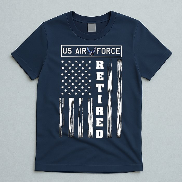 AIR FORCE Retired - Distressed American Flag Tee T-Shirt