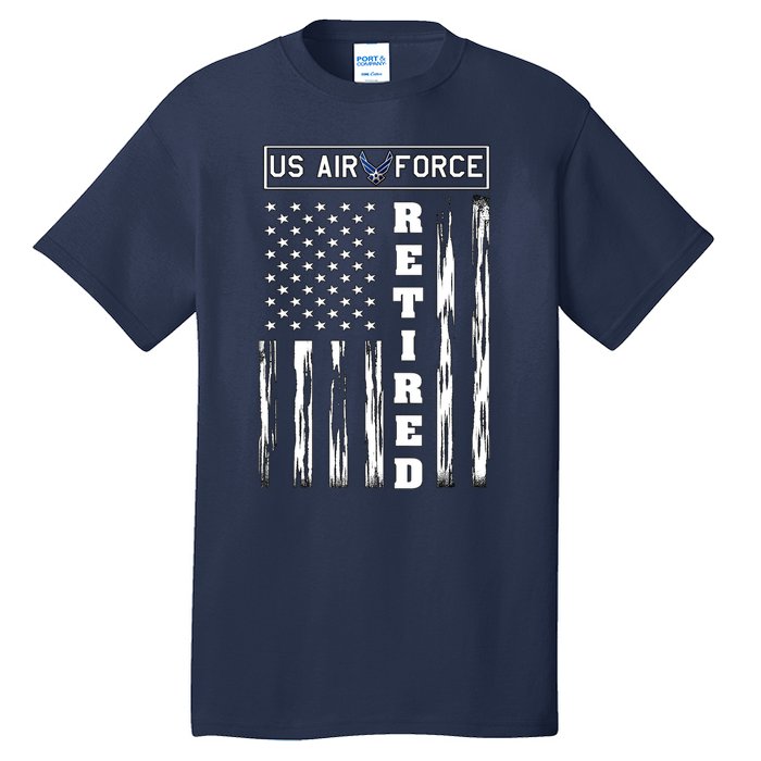 AIR FORCE Retired - Distressed American Flag Tee Tall T-Shirt