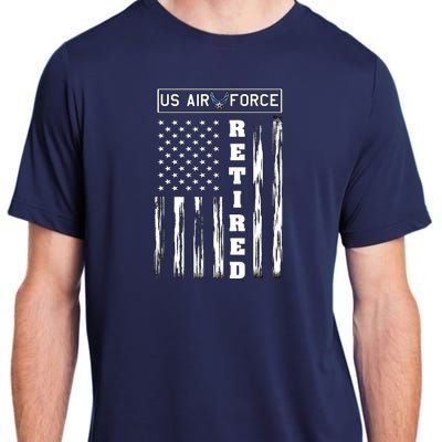 AIR FORCE Retired - Distressed American Flag Tee Adult ChromaSoft Performance T-Shirt