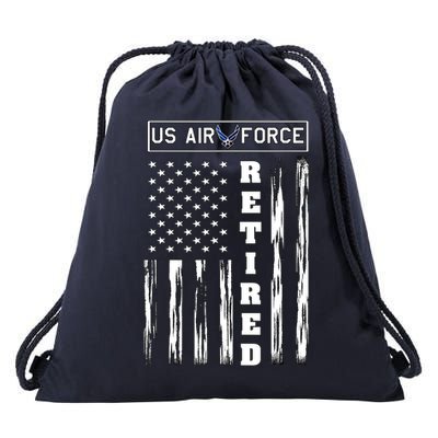AIR FORCE Retired - Distressed American Flag Tee Drawstring Bag