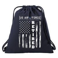 AIR FORCE Retired - Distressed American Flag Tee Drawstring Bag