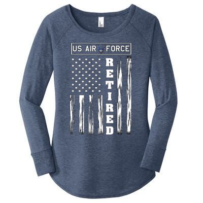 AIR FORCE Retired - Distressed American Flag Tee Women's Perfect Tri Tunic Long Sleeve Shirt