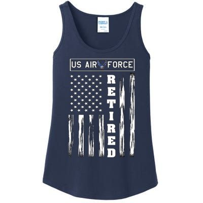 AIR FORCE Retired - Distressed American Flag Tee Ladies Essential Tank