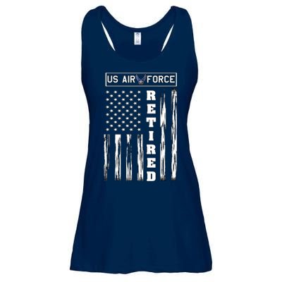 AIR FORCE Retired - Distressed American Flag Tee Ladies Essential Flowy Tank