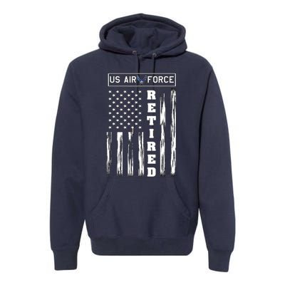 AIR FORCE Retired - Distressed American Flag Tee Premium Hoodie