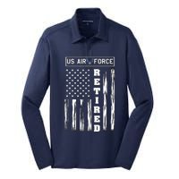 AIR FORCE Retired - Distressed American Flag Tee Silk Touch Performance Long Sleeve Polo