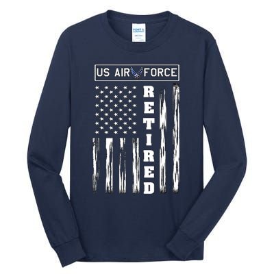 AIR FORCE Retired - Distressed American Flag Tee Tall Long Sleeve T-Shirt