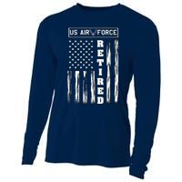 AIR FORCE Retired - Distressed American Flag Tee Cooling Performance Long Sleeve Crew