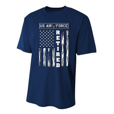 AIR FORCE Retired - Distressed American Flag Tee Performance Sprint T-Shirt