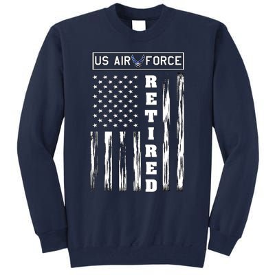 AIR FORCE Retired - Distressed American Flag Tee Tall Sweatshirt