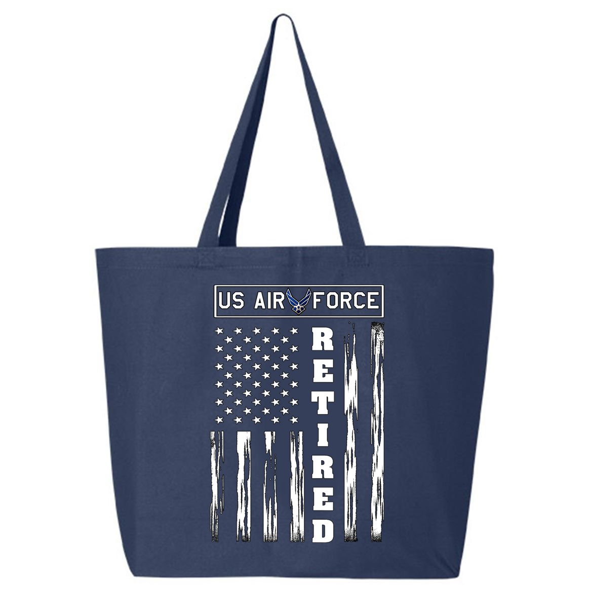 AIR FORCE Retired - Distressed American Flag Tee 25L Jumbo Tote