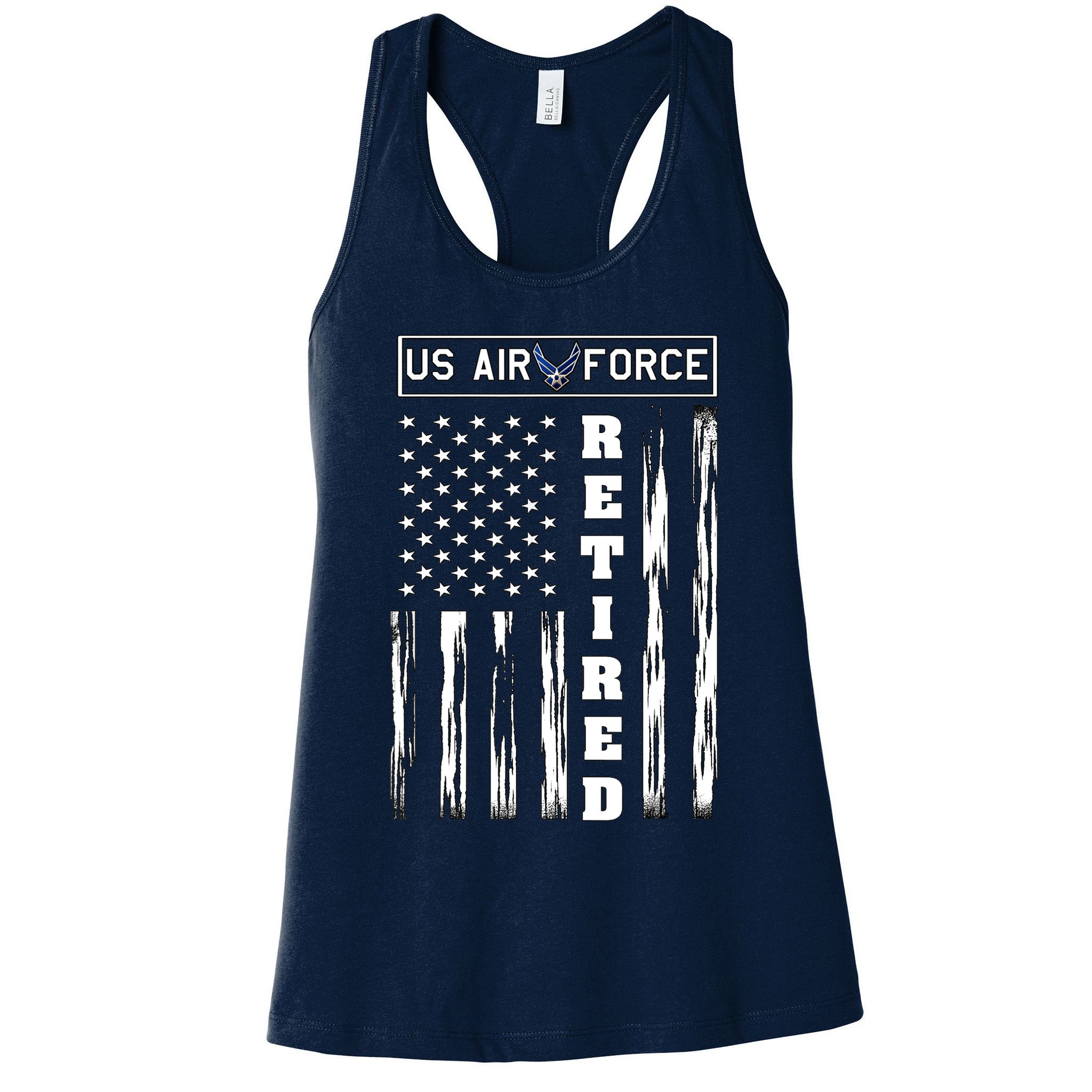 AIR FORCE Retired - Distressed American Flag Tee Womens Tank Top