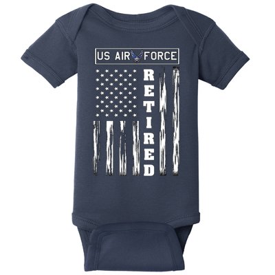AIR FORCE Retired - Distressed American Flag Tee Baby Bodysuit