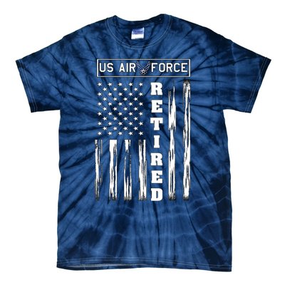 AIR FORCE Retired - Distressed American Flag Tee Tie-Dye T-Shirt