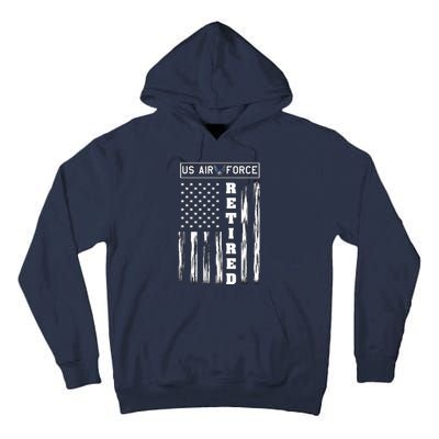 AIR FORCE Retired - Distressed American Flag Tee Tall Hoodie