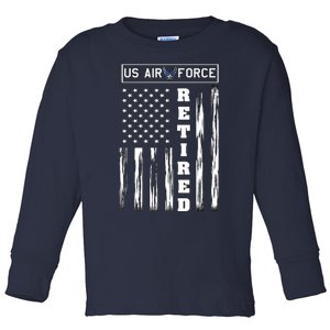 AIR FORCE Retired - Distressed American Flag Tee Toddler Long Sleeve Shirt