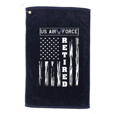 AIR FORCE Retired - Distressed American Flag Tee Platinum Collection Golf Towel