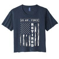 AIR FORCE Retired - Distressed American Flag Tee Women's Crop Top Tee